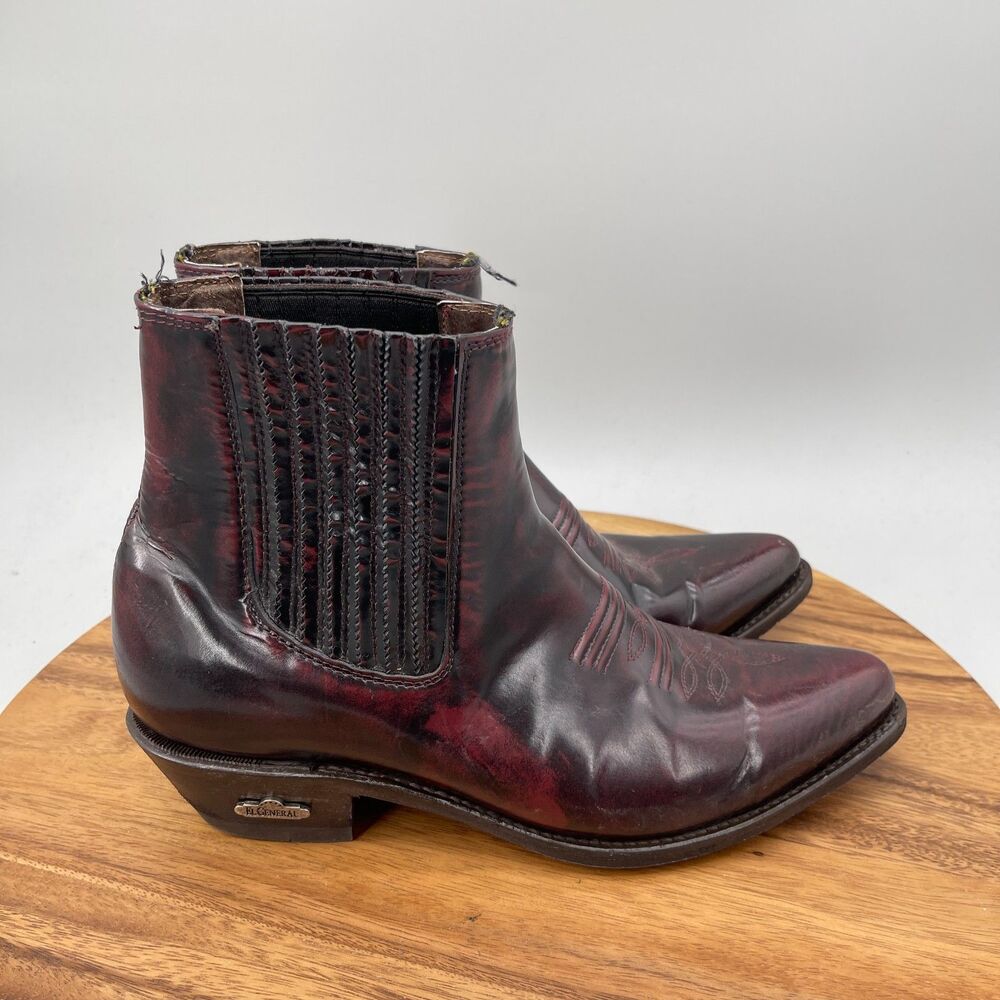 El General Boots Mens Size 10.5 / 29.5 Red Leather Dress Ankle Cowboy Ranch